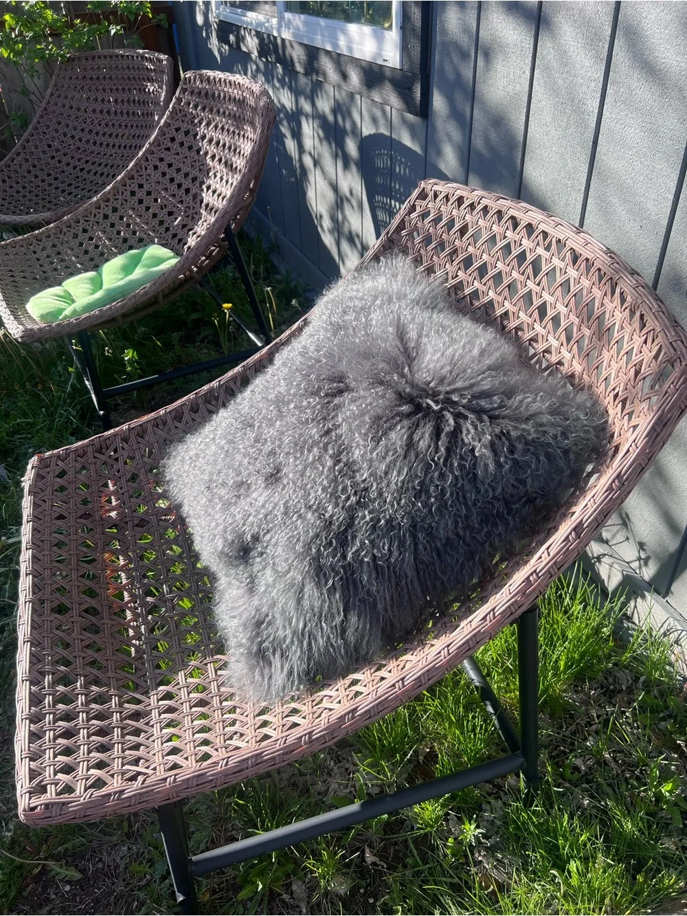 Real Fur Gray Sheepskin Accent Pillow